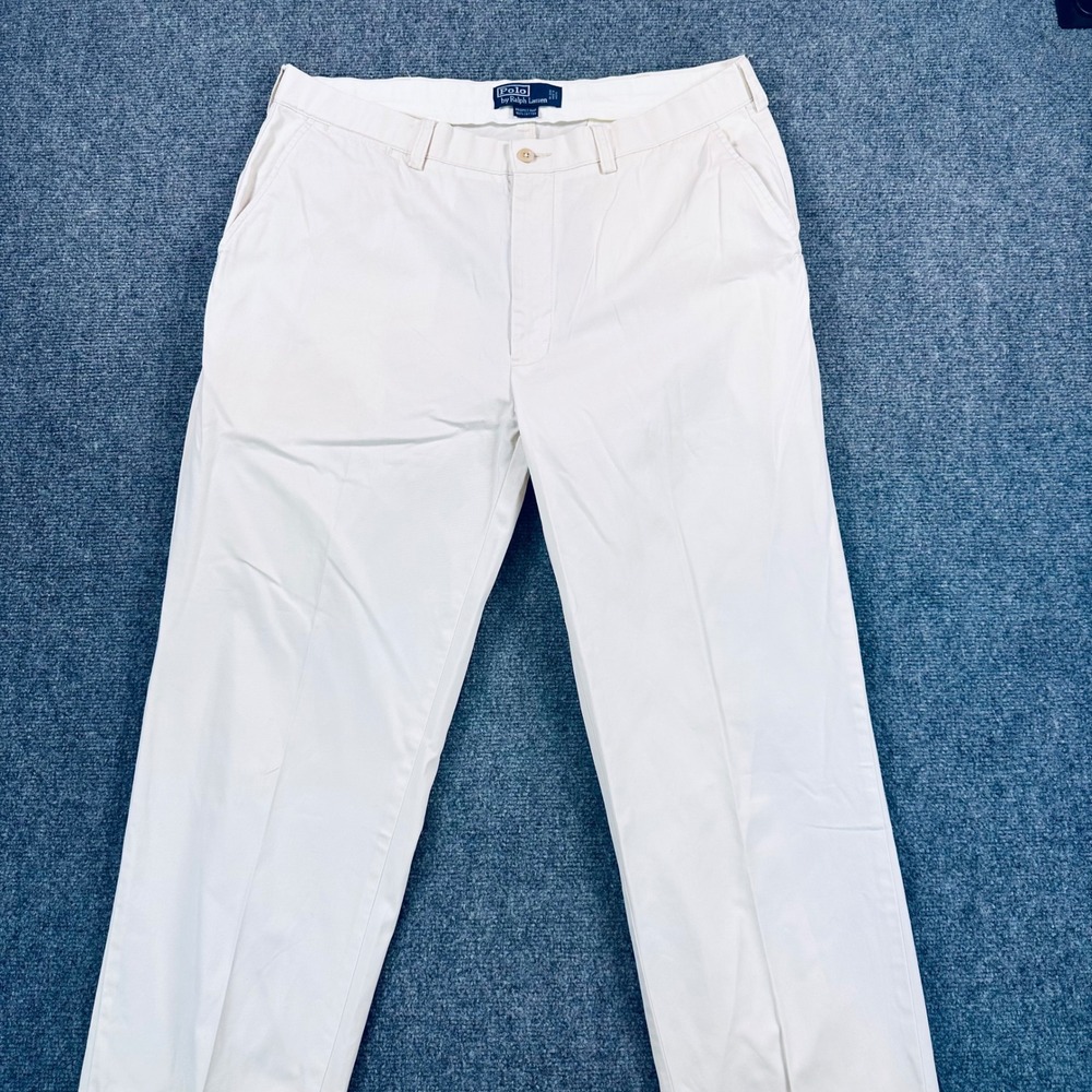 [Lot of 2]Polo Ralph Lauren Prospect Pants Mens 36x32 Cream White Chino Trousers - Picture 2 of 13